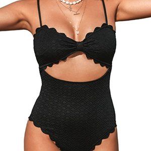 One Piece Black Women's Swimsuit with Cutouts